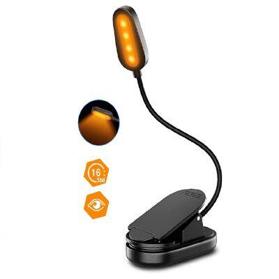 Book Reading Light Clip On Foldable Smart Rechargeable Amber Reading Led Book Light