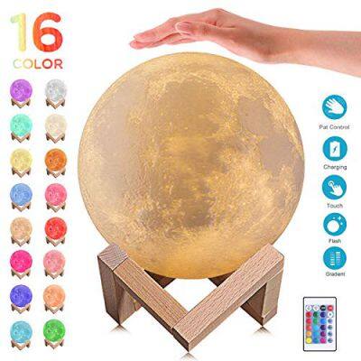 Wholesales 10 Cm/12 Cm/15 Cm 3D Printer 16 Colors Led Magnetic Moon Table Magnetic 3D LED Moon Lamp