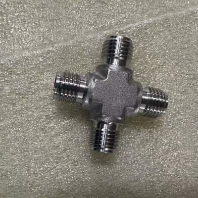 Precision Machined 316L VCR Cross Fitting for Chemical Processing