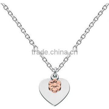 wholesale high quality stainless steel jewelry kids heart pendant necklace girls necklace for gift