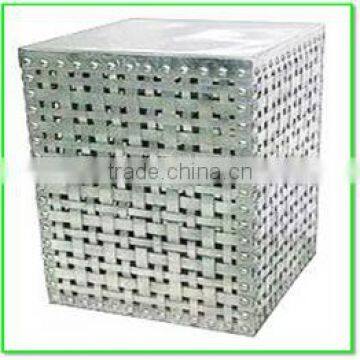 modern slick cut out metal stool or table / aluminium nickel finish metal coffee table for living room