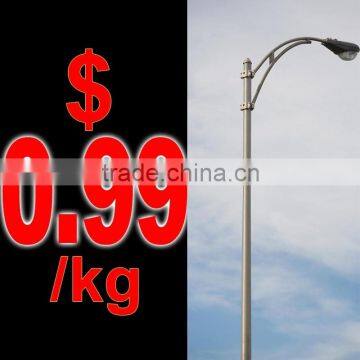 double arm or dual arm parking lot light pole with climb ladder