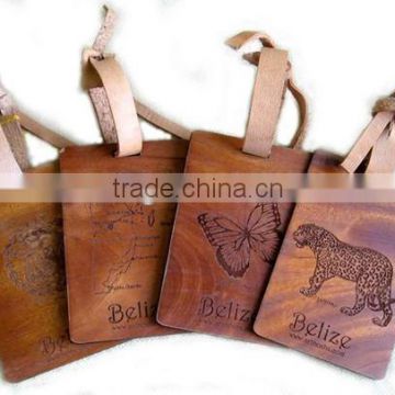 wood luggage tag