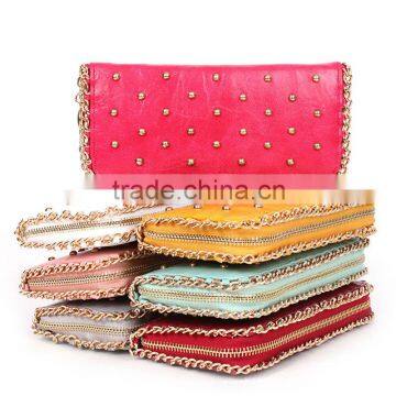 Zipper women purse with rivet