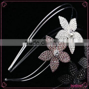 Wholesaler fashion women metal crystal flower charm hairband for wedding