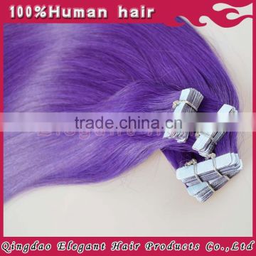 Charming color elegant purple no shedding tangle free hair weft purple u tip hair tape hair extensions