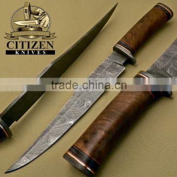 CITIZEN KNIVES, BEAUTIFUL CUSTOM HAND MADE DAMASCUS STEEL HUNTING BOWIE KNIFE