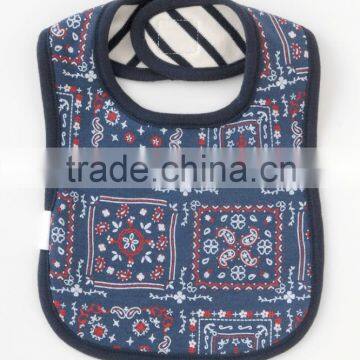 Japanese manufacture products high quality cute and new design wholesale baby reversible bibs paisley pattern infant wear