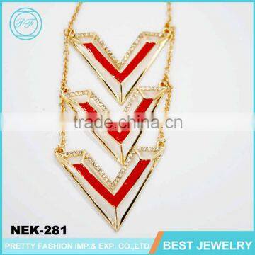 wholesale  gold chain crystal latest design statement necklace for women