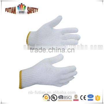 bleach white polyester-cotton knit working gloves hand glove