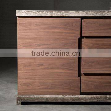 Travertine Top Wood Side Cabinet Design With Drawers Latest Design For Dining Room Use photo-4
