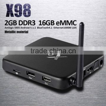 X98 android 5.1 OS 16G EMMC flash amlogic S905 quad core bluetooth 4.1 android box