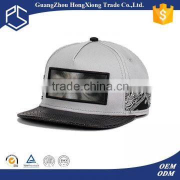 Leather Peaked Sublimation Flat Front Imitation Caps for Men photo-2