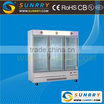 Commercial glass door supermarket used display refrigerator for fruits and vegetables