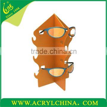 imported yellow acrylic sunglasses rack for 6, perspex glasses holder with 198.12*198.12*314.96mm