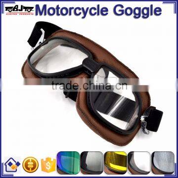 BJ-GT-009 Adjustable Headband Clear Lens Leather Goggles Motocross