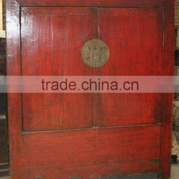 Chinese Antique Red Lacquer Two Door Large Cabinet