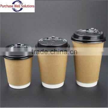 Disposable custom logo paper coffee cup with lid