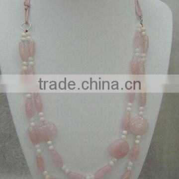 New Style Handmade Rose Quartz Necklace Fashion Gemstone Quartz Necklace