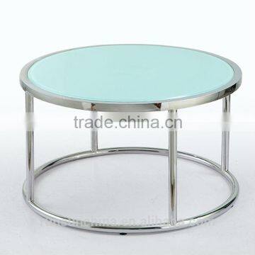 SJ-168 Blue color stainless steel round coffee table(smple)