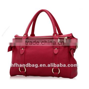 Rose red Classic fashion trend featured major suit shoulder leather handbag