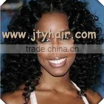 Hot Beauty Factory Wholesale Price 18" #1 Jet Black, Afro Curl, Sofr Peruvian hair lace front wigs for black women