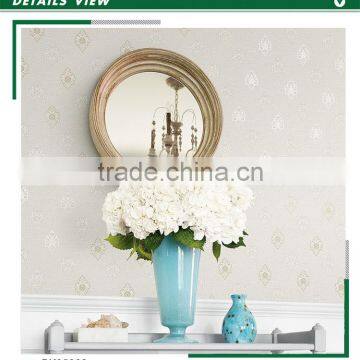 stock lot foaming non woven wallpaper, latte classic damask wallcovering for hotel , best quality wall decor roll