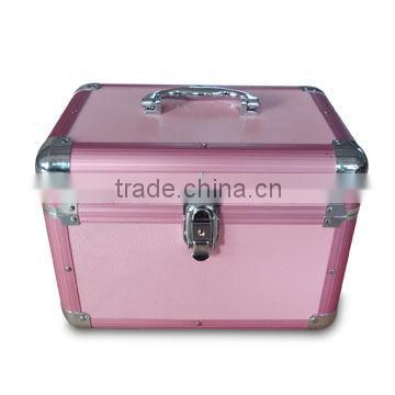 Aluminum Cosmetic Case with Pink Diamond Pattern ABS Surface, Measuring 300 x 200 x 220mm