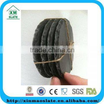 [factory direct] Dia10cm Natural Edge Set of 4 Round Slate Coaster Item BD-1010CD2A