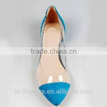 Blue suede Leather with crystal PVC Wholesale flat shoes 2015 for girls