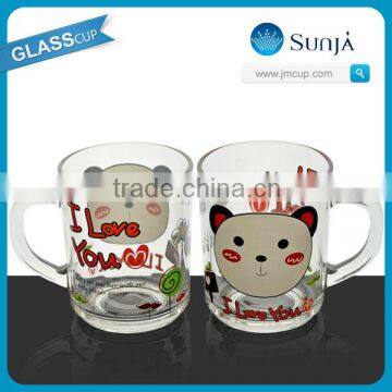 cartoon glass cup with handle kinds favor glass mug cup with handle