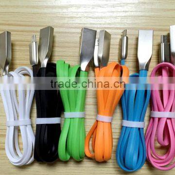 2016 TPE material and Zinc Alloy mobile phone usb charger cable for electronics device