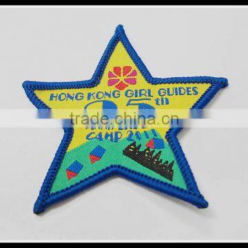 Fancy Star Design Cheap Woven Badges for Clothing/bag