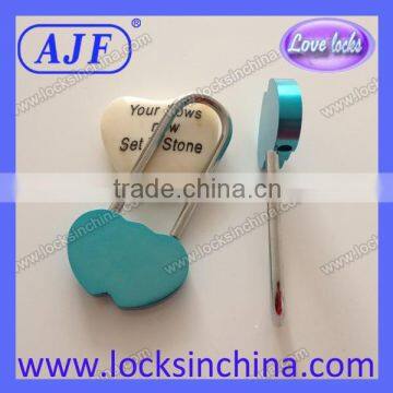 AJF New Arrival Only Manufacturer Long Hook Aluminium Different Color Double Heart Padlock