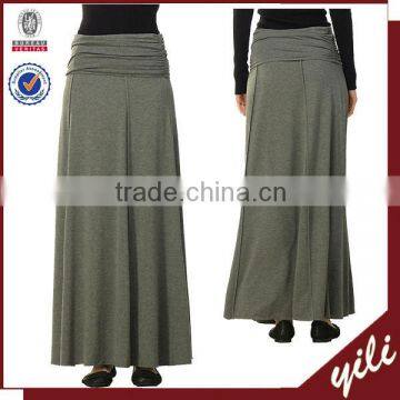 wholesale gathered waistband Heather Charcoal Jersey Maxi Skirt