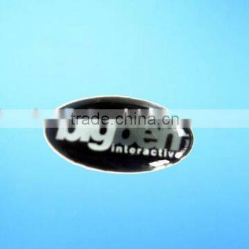 transparent oval epoxy resin sticker with logo