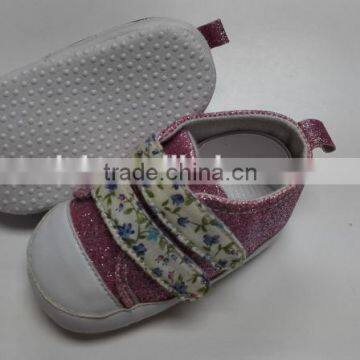 Shinny glitter flower baby shoes comfortable baby maryjane prewalker