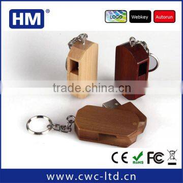 Swivel wood USB drive with keychain 2GB4GB8GB16GB FCC/ROHS/CE wooden USB stick Custom Solution print/laser engraving LOGO