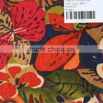 printed linen cotton fabric