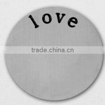 316L Stainless Steel Love Plate For 30mm Glass Floating Locket