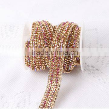 2016 New Red AB Color Acrylic Rhinestone Trimming Hot Fix Cup Chain