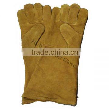 heat resistance welding gloves, Long cow split leather welder glove