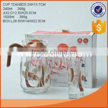 Decaled Glass Teapot With Cup Set Gift Box Packing in Different Color Supplier's Choice