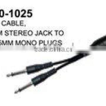 AUDIO CABLE,6.35MM STEREO JACK TO 2*6.35MM MONO PLUGS