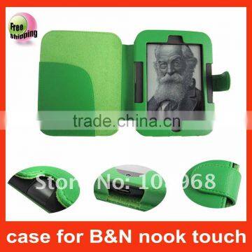 leather case for B&N nook touch,for nook simple touch leather case,Green