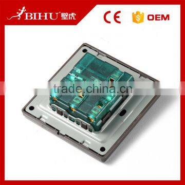 Modern Design Durable Wall Switch BIHU Stainless Steel Panel 3 Gang 1 Way Switch photo-2