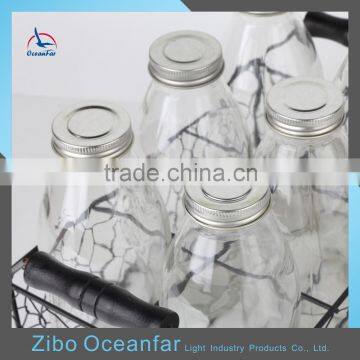 Fancy Transparent Set 6 Vintage Coconut Milk Glass Bottle Recycled Bottle Milk With Stand photo-6