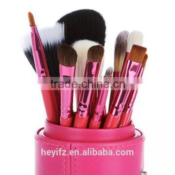 High Quality Multi-color Real Hair 12PCS Goat Hair Makeup Brush Set With Cylinder Holder photo-2