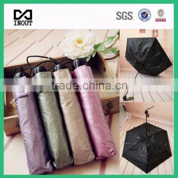 High Quality Polyester color Coated UV 3 folding Parasol Umbrella