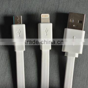 Hot Sale High Speed 2 in 1 Flat Noodle USB Date Cable For IOS 8 Pin & Android photo-6